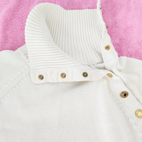 Women's Ralph Lauren White Gold Button Mock Turtleneck Sweater Size XL - Picture 4 of 16
